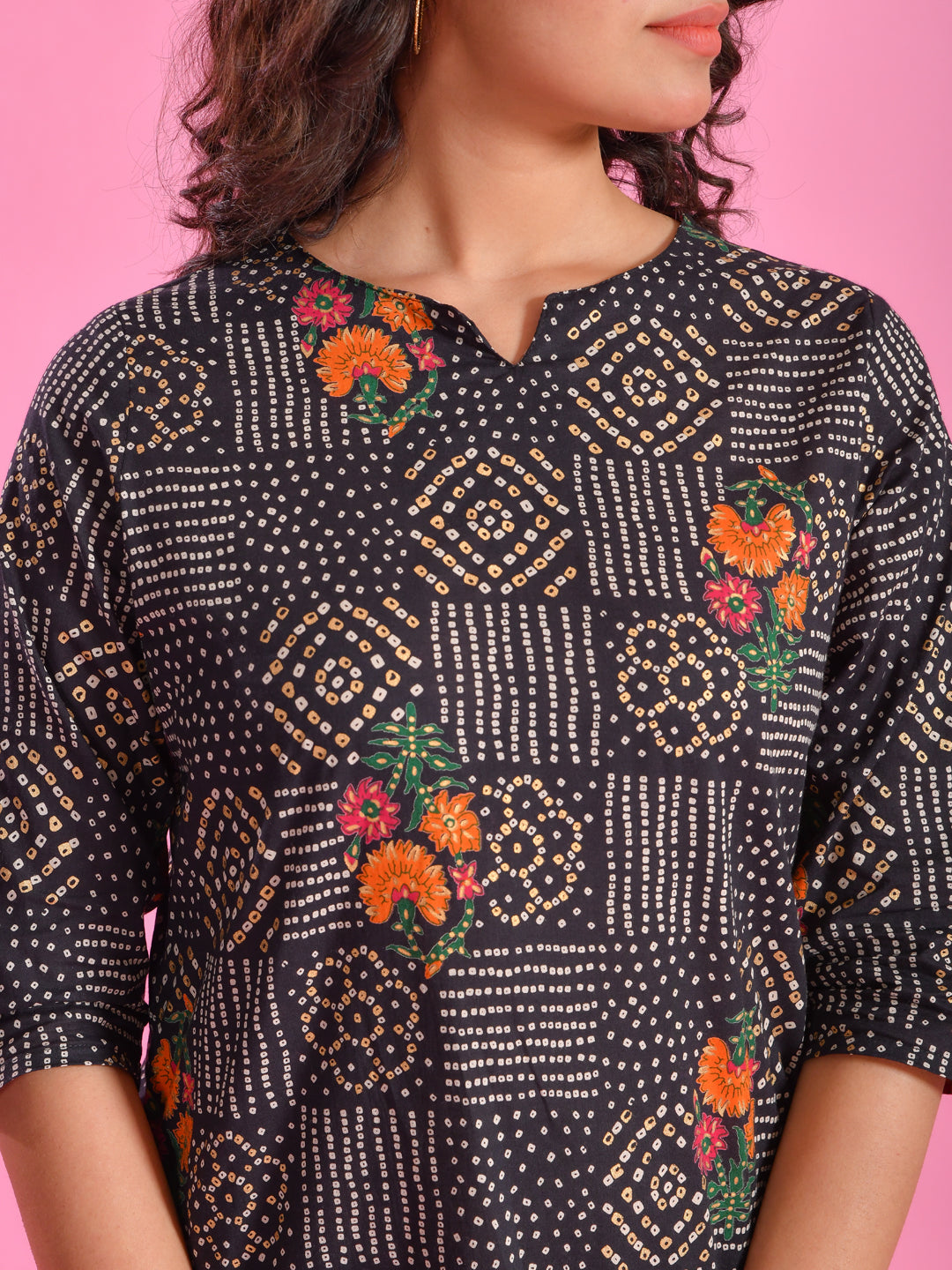 Black Flower Printed Cotton Night Suit Set