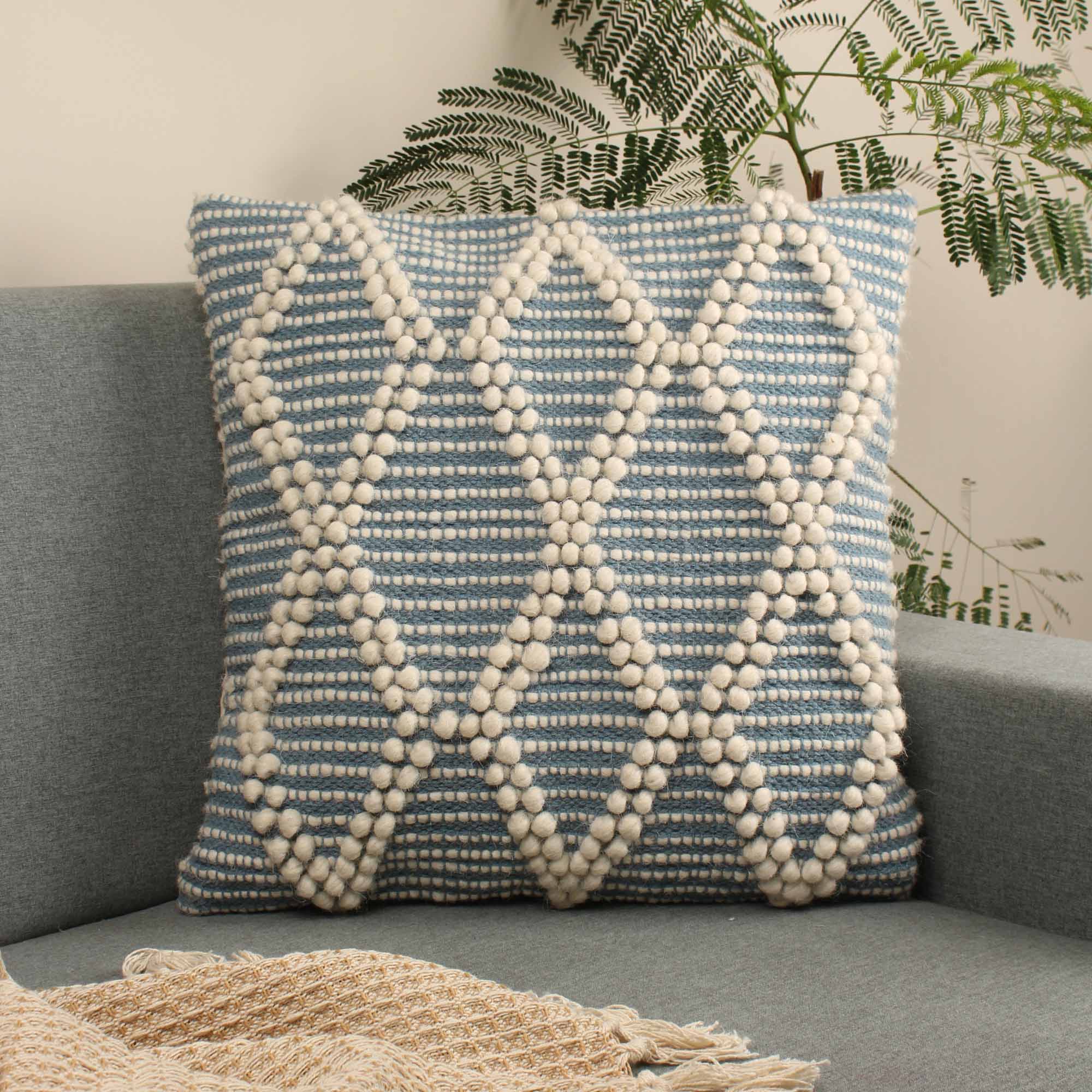 Hand-Made Cotton Teal Cushion Cover