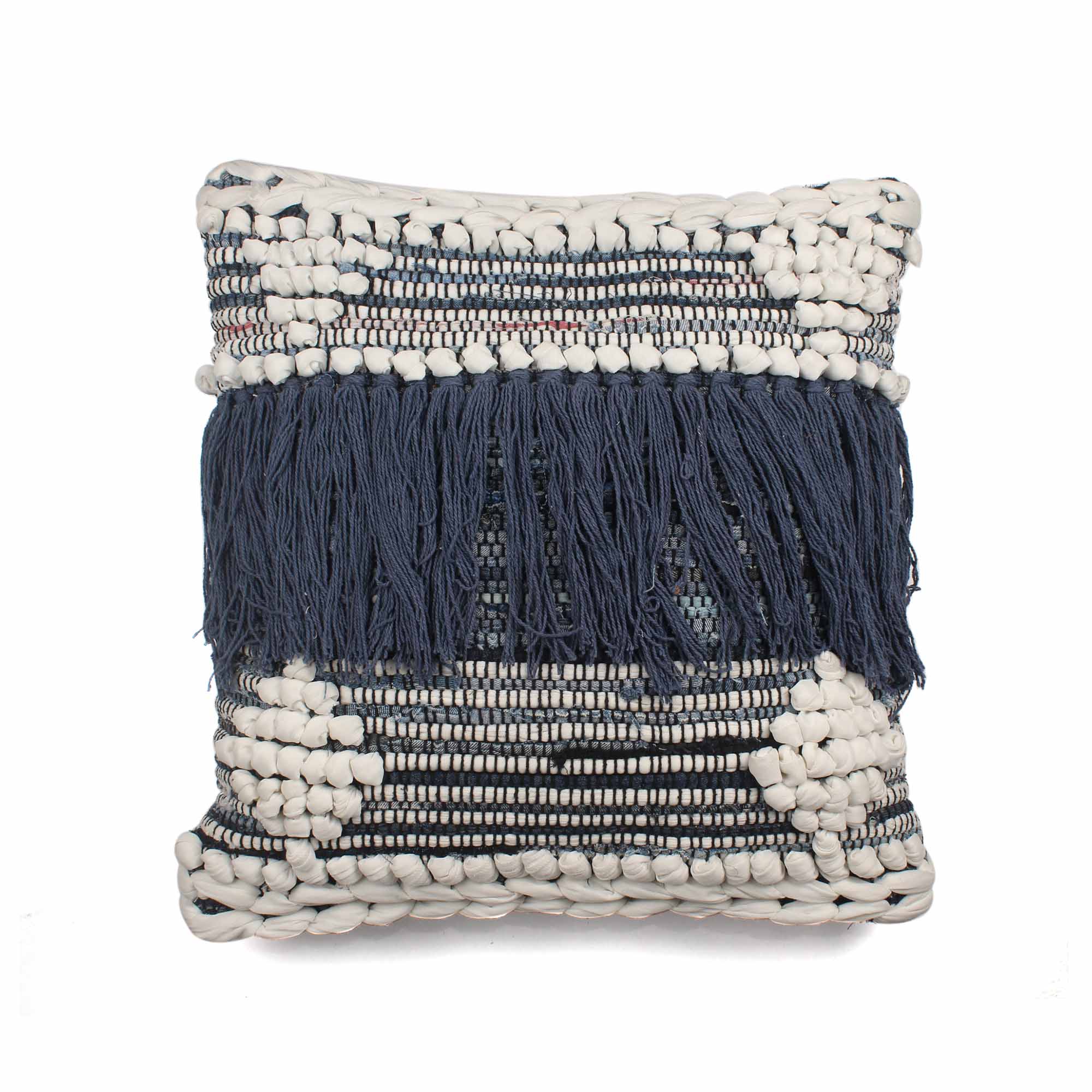 Hand-Made Cotton Blue Cushion Cover