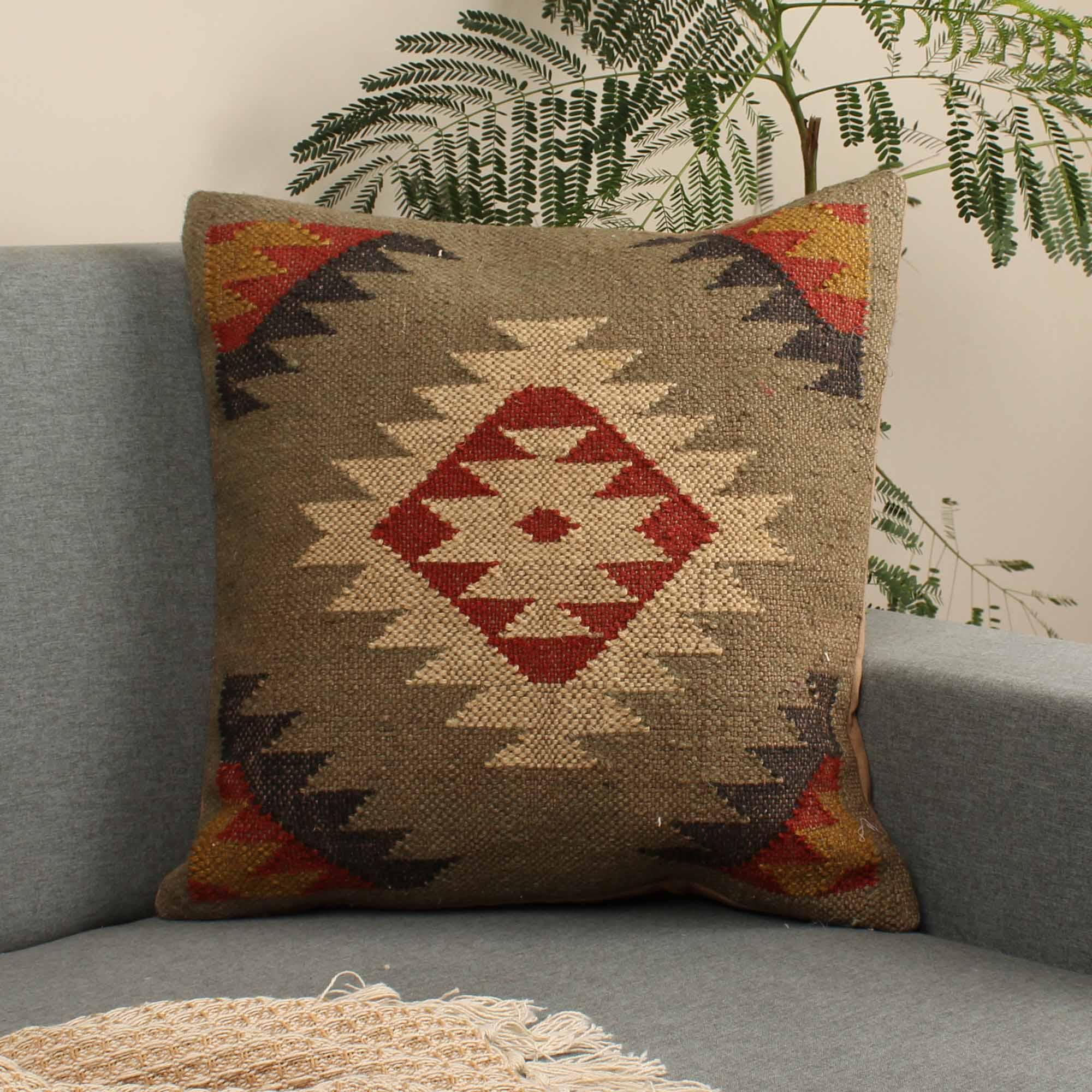 Ikhats Set Of 3 Jute Multicolor Cushion Cover