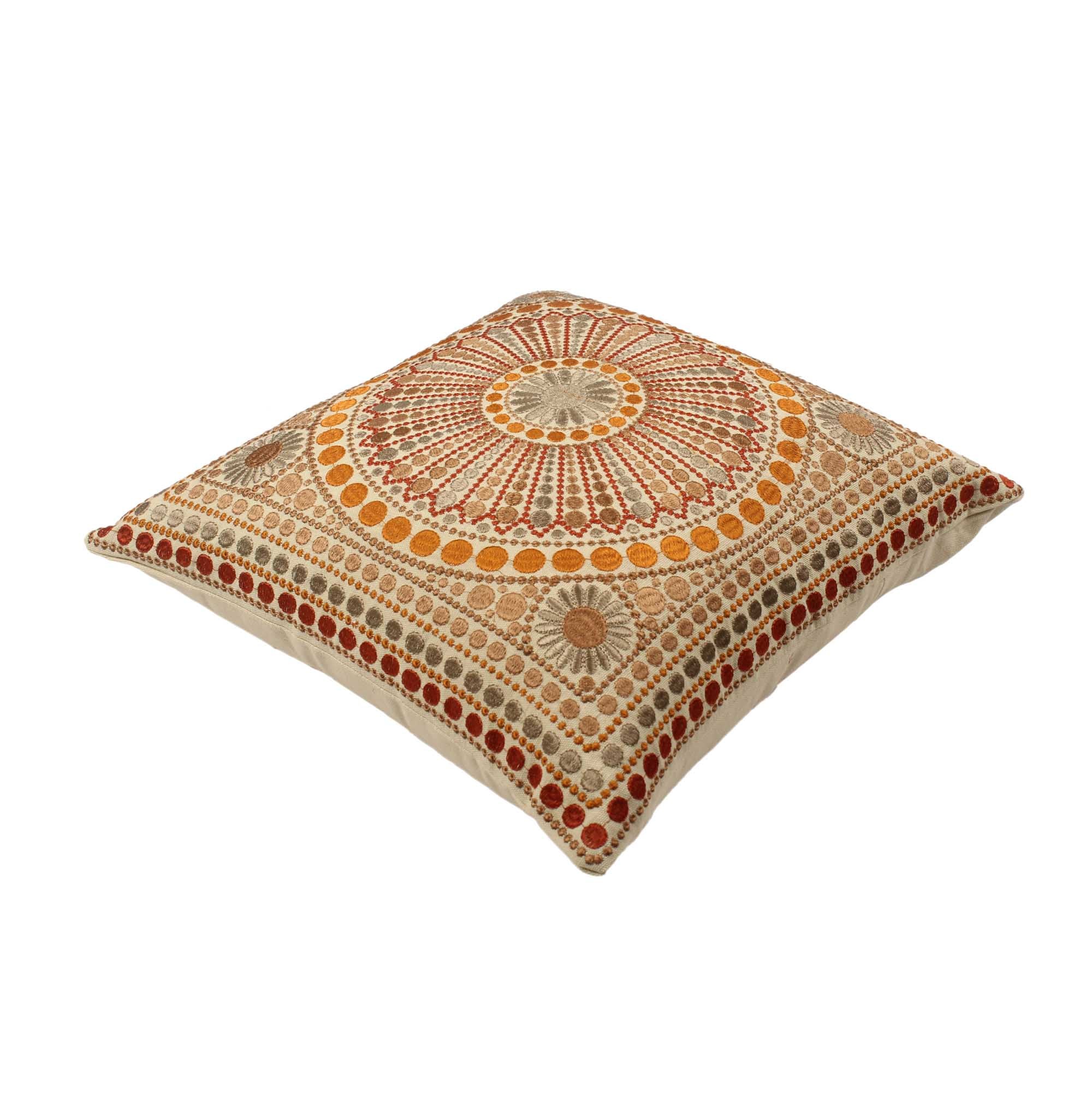 Multi-Color Embroidered Cotton Cushion Cover