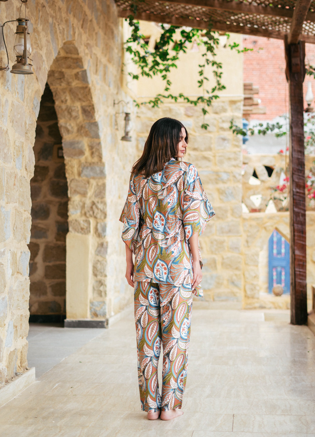 Green Shirt Collar Viscose Rayon Printed Co-ords Set