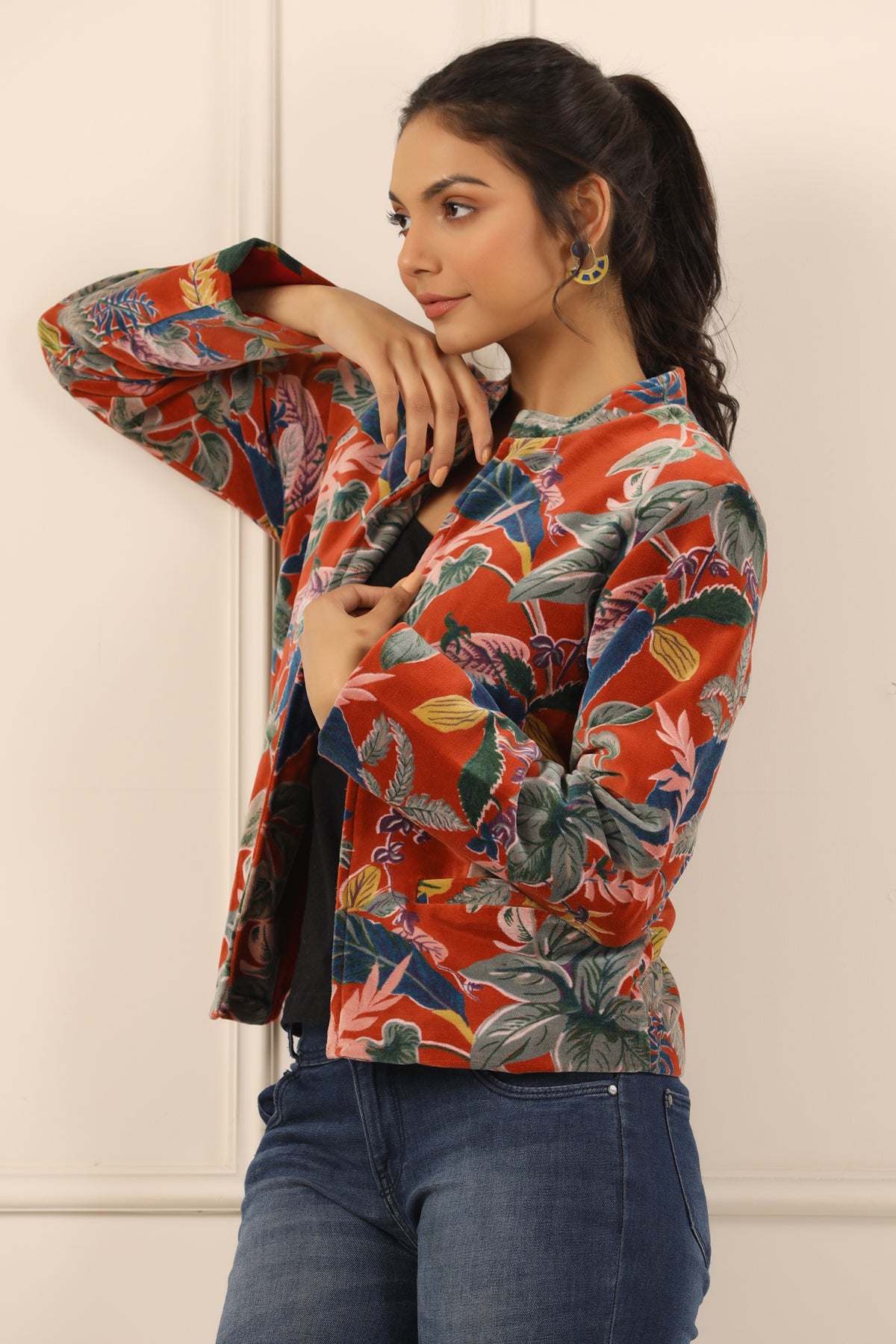 Printed Women Velvet Jacket