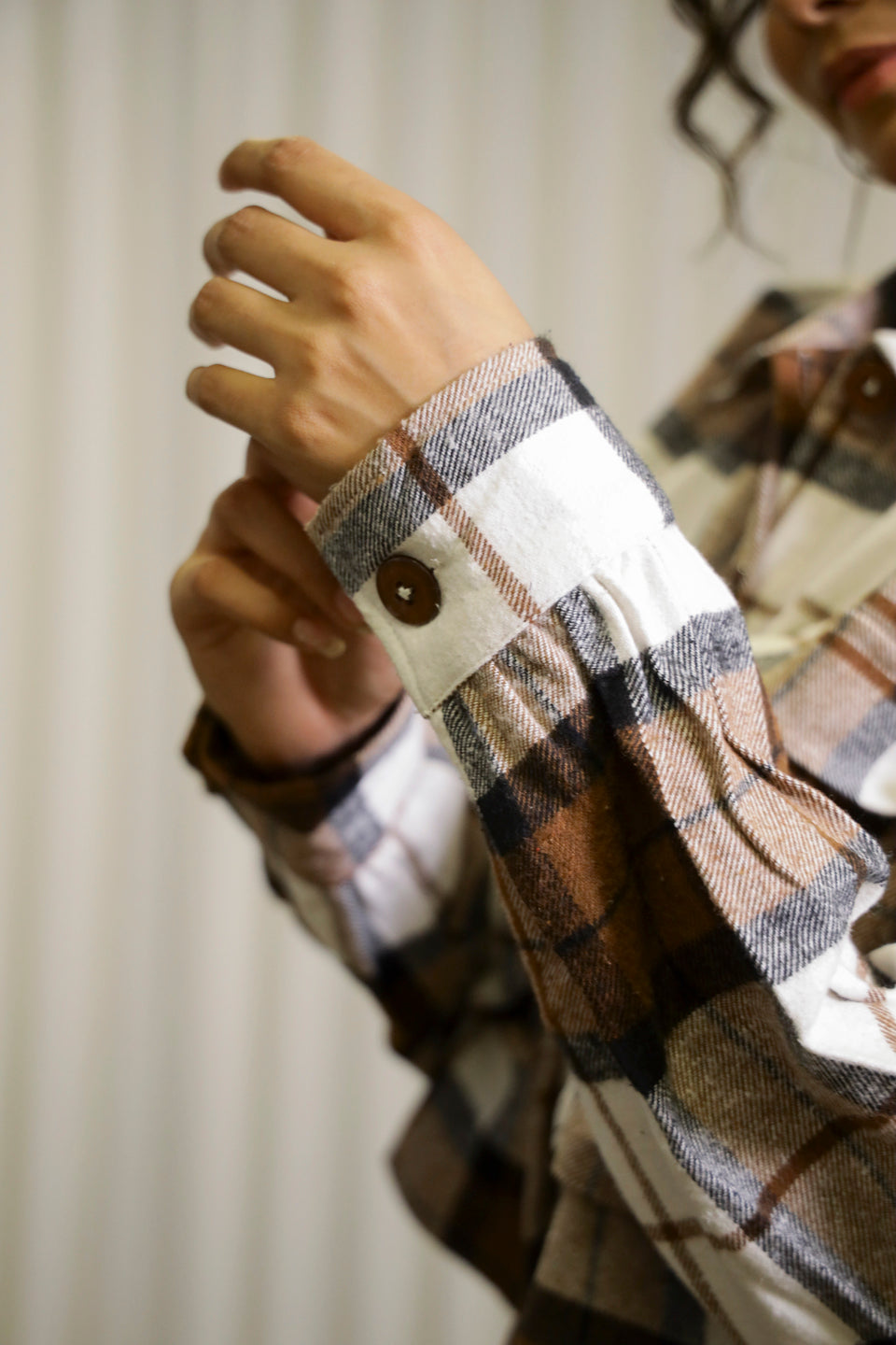 Brown & White Checks Cotton Jacket