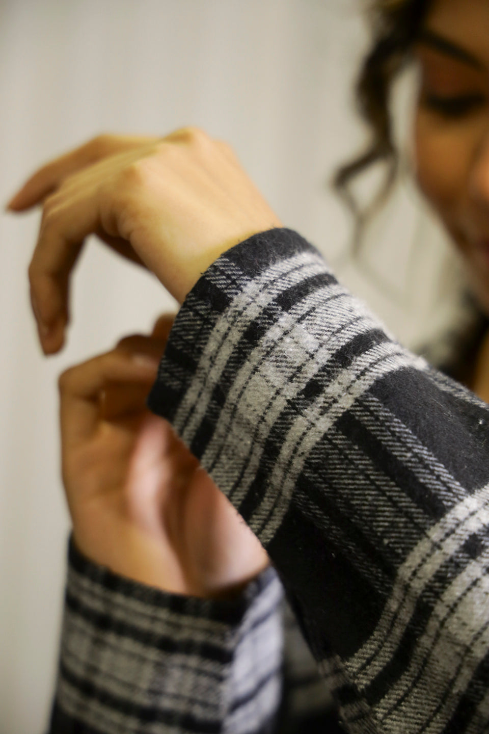 Black Checks Cotton Overcoat