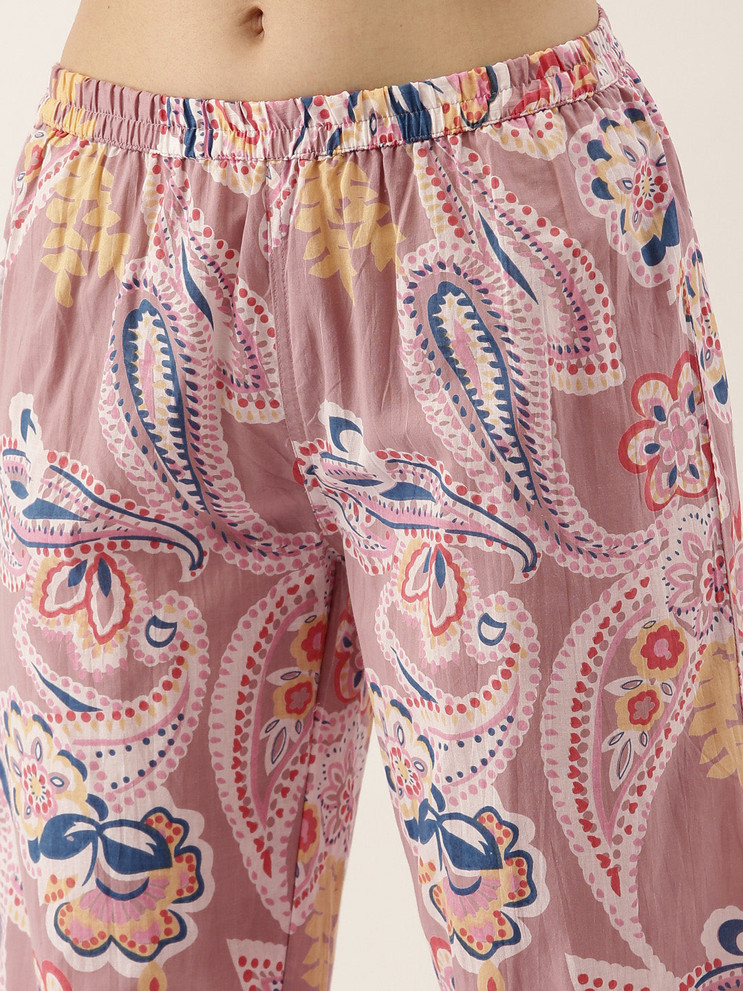 Paisley Cotton Printed 3 Peice Night Suit Set