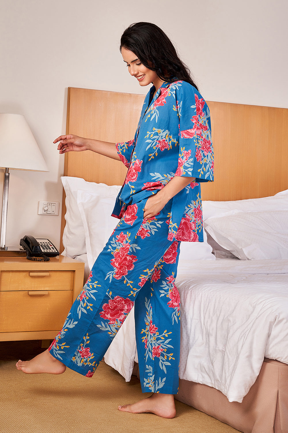Blue Loose Fit Night Suit Set