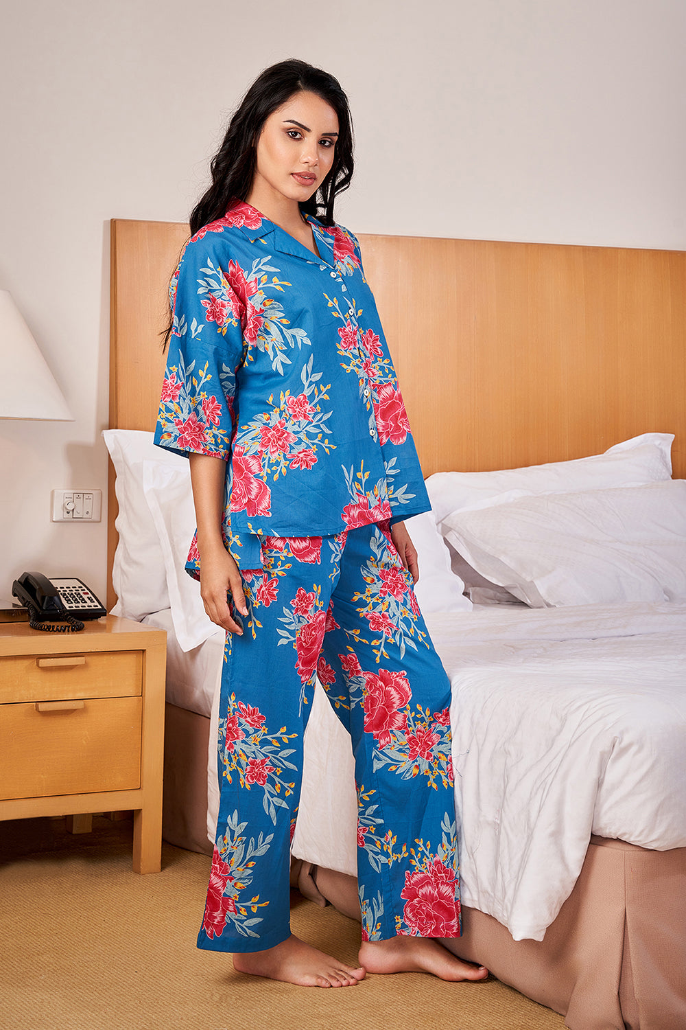 Blue Loose Fit Night Suit Set