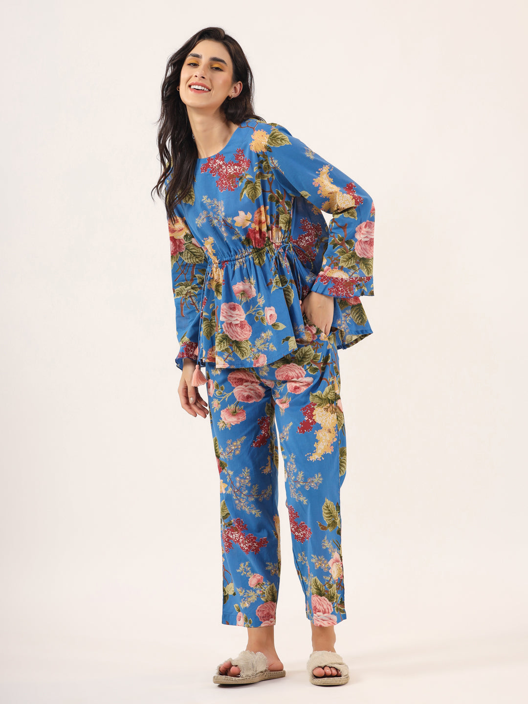 Cobalt Blue Cotton Night Suit