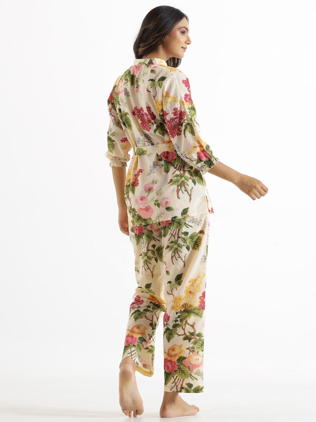 Botanical Print Cotton Night Suit