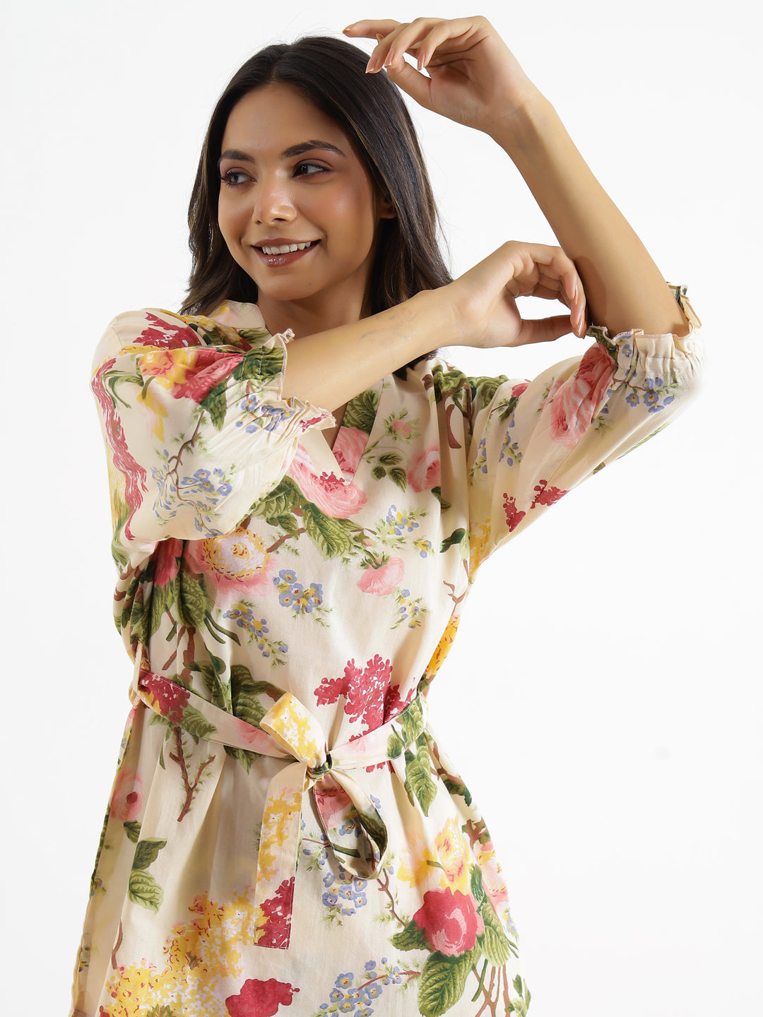 Botanical Print Cotton Night Suit