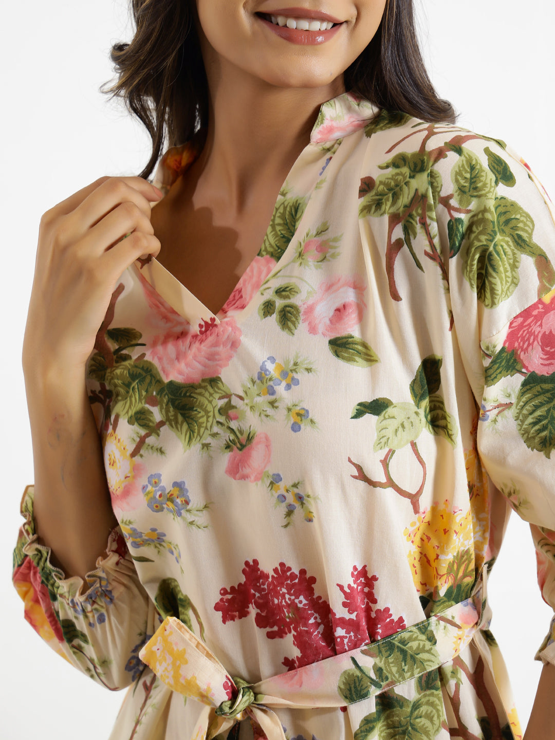 Botanical Print Cotton Night Suit
