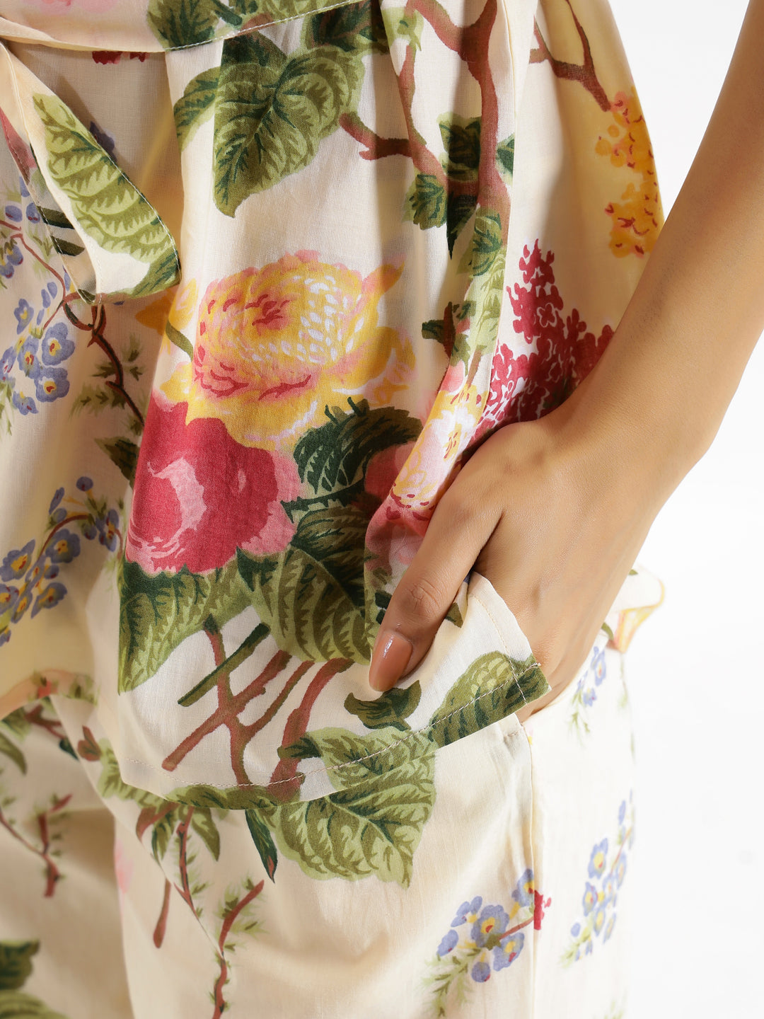 Botanical Print Cotton Night Suit