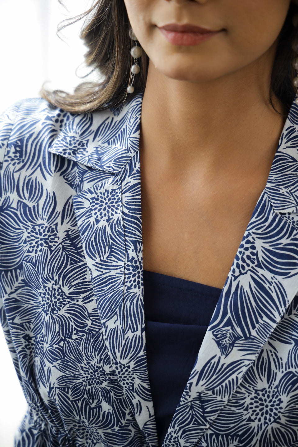 Navy Blue & White Printed Co-Ord Set