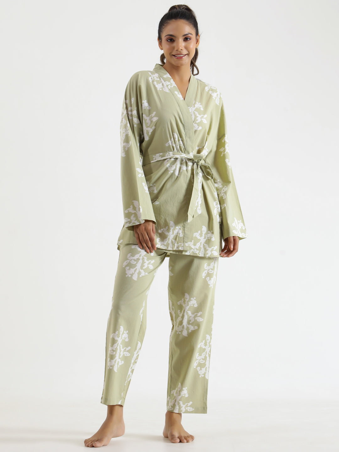 Floral Leaf Night Suit Set