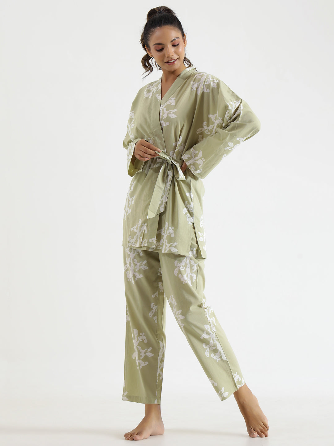 Floral Leaf Night Suit Set
