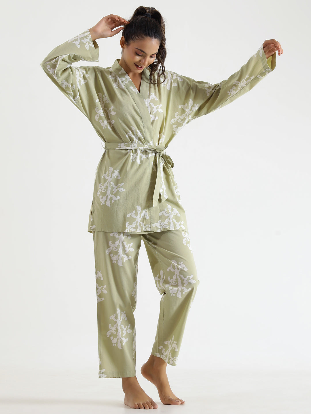 Floral Leaf Night Suit Set
