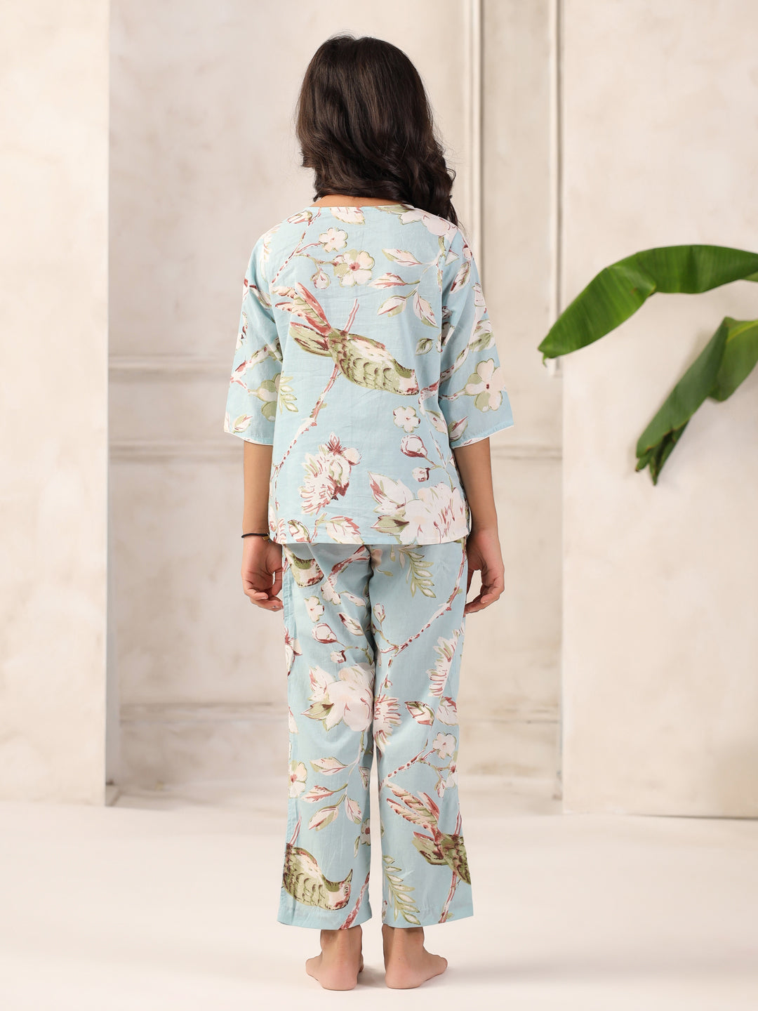 Printed Round Neck Night Suit For Kids