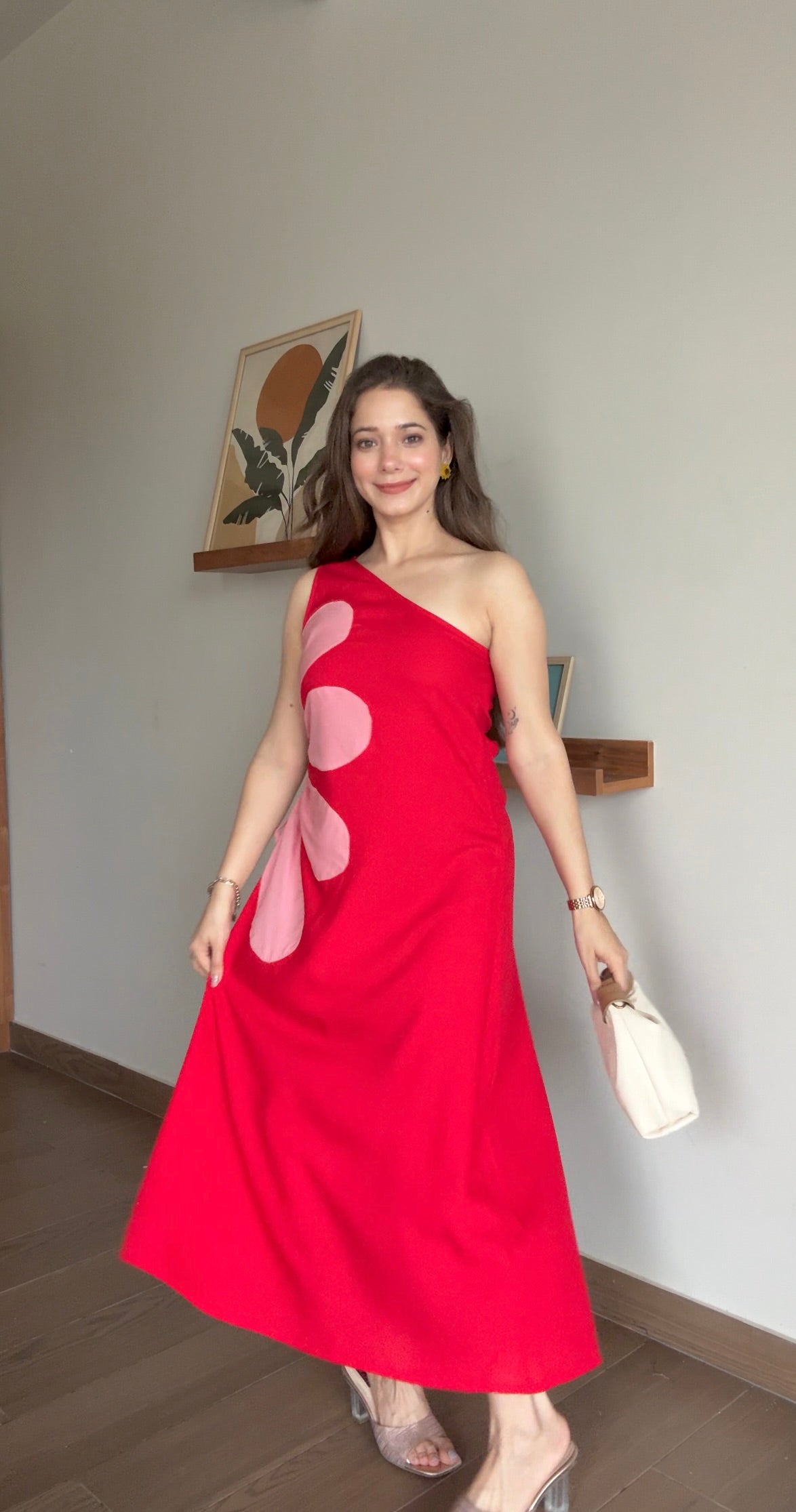 Red Floral Printed Dress for Women