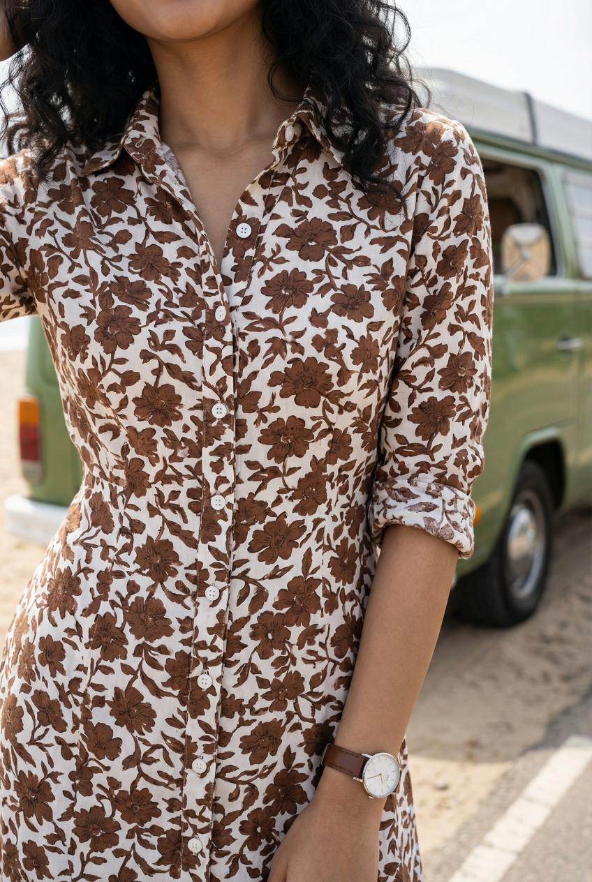 Grey Cotton Solid Dress For Women
