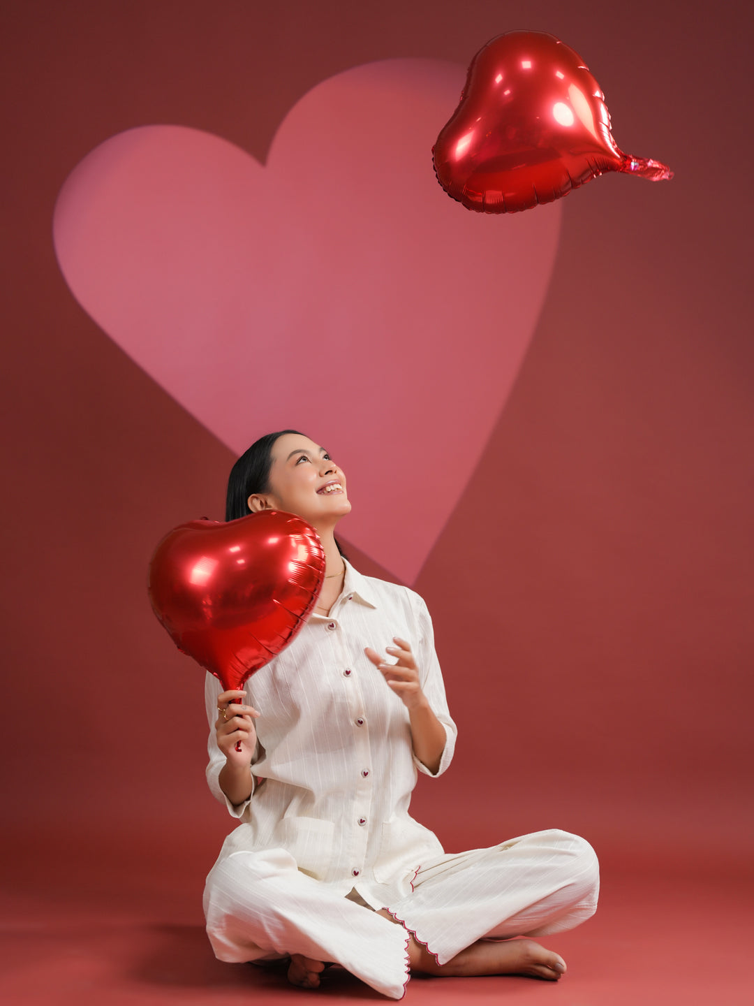 White Solid Print Cotton Night Suit Set