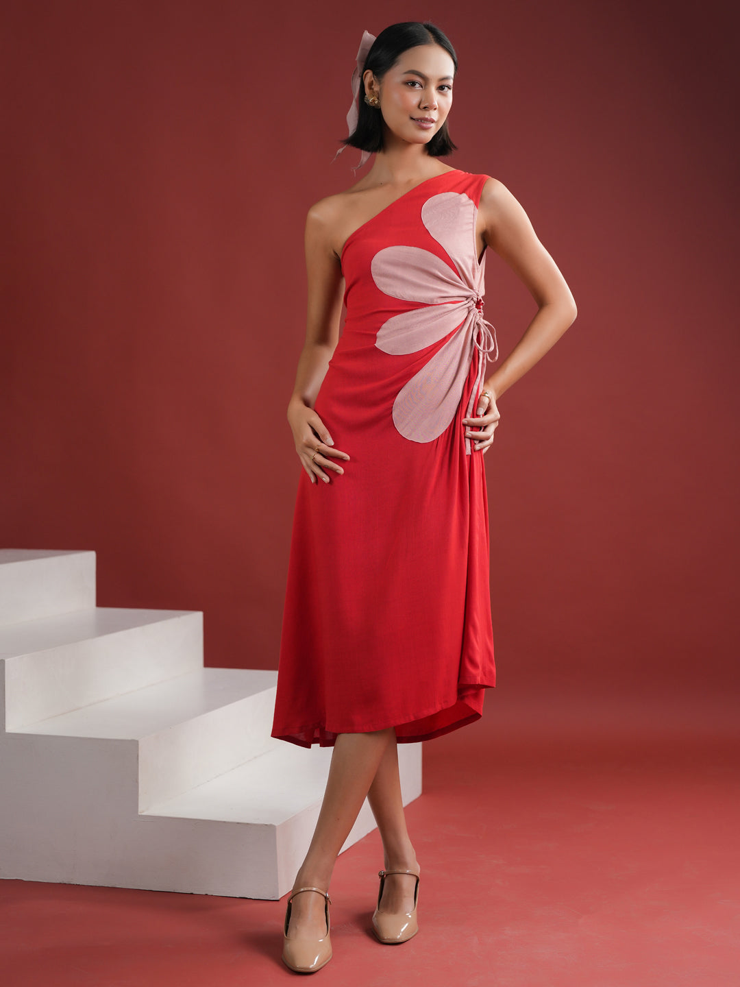 Red Floral Printed Dress for Women