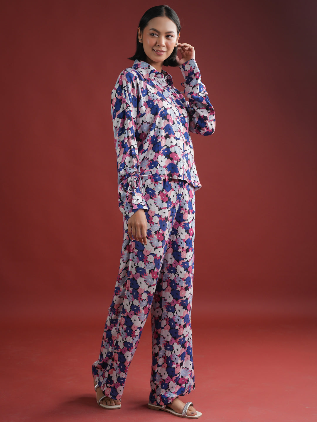 Purple Color Viscous Rayon Co-Ords Set For Women