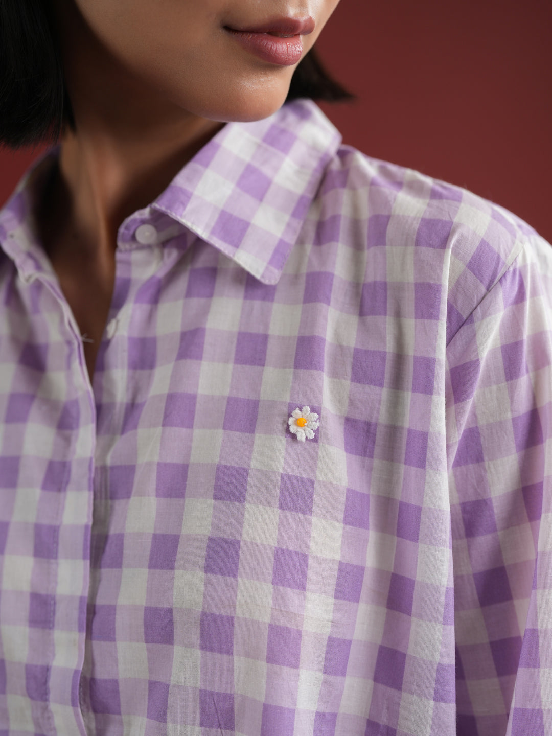 Purple Check Printed Cotton Co-ords Set