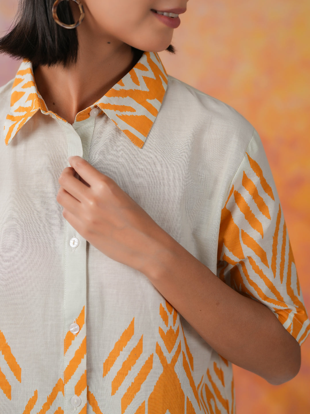 Orange Pure Cotton Co-ords Set for Women - SanskrutiHomes