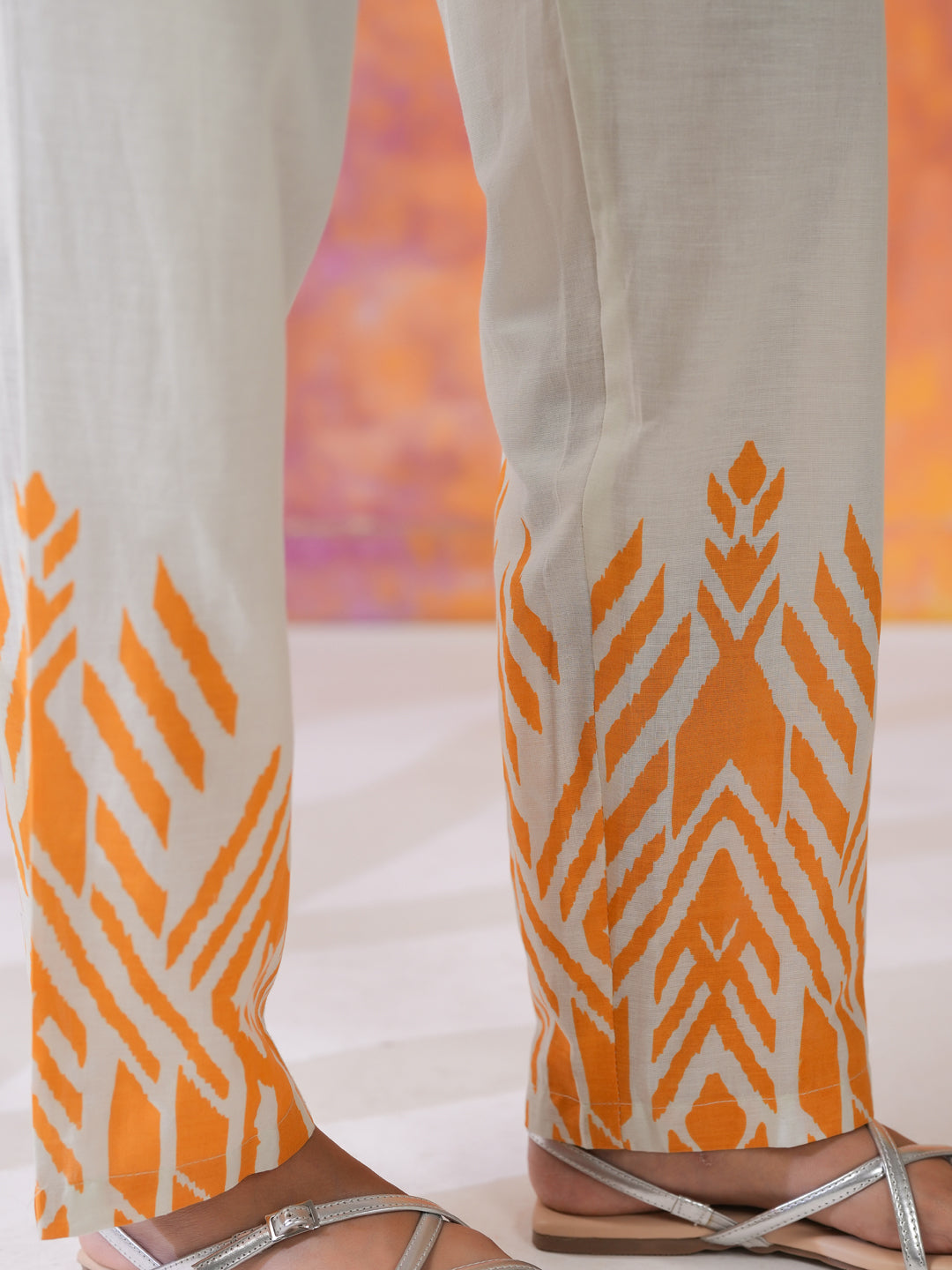 Orange Pure Cotton Co-ords Set for Women - SanskrutiHomes