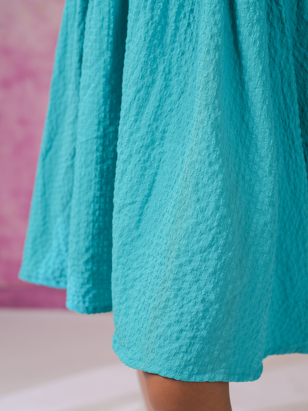 Blue Solid Polyester Dress for Women