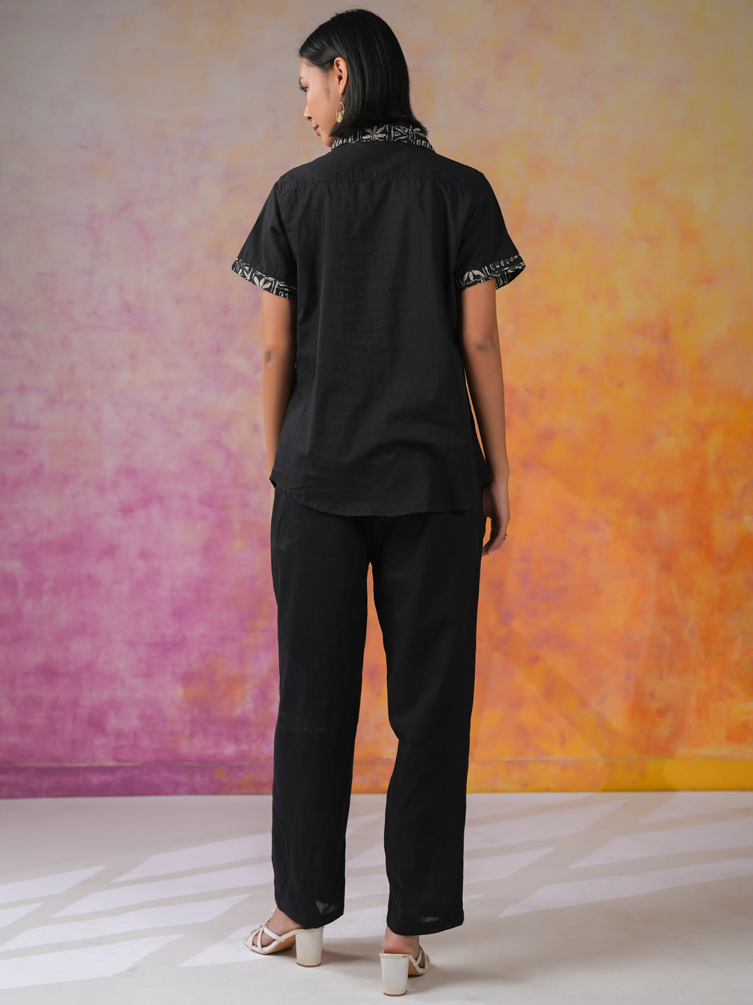 Black Floral Printed Cotton Co-ords Set