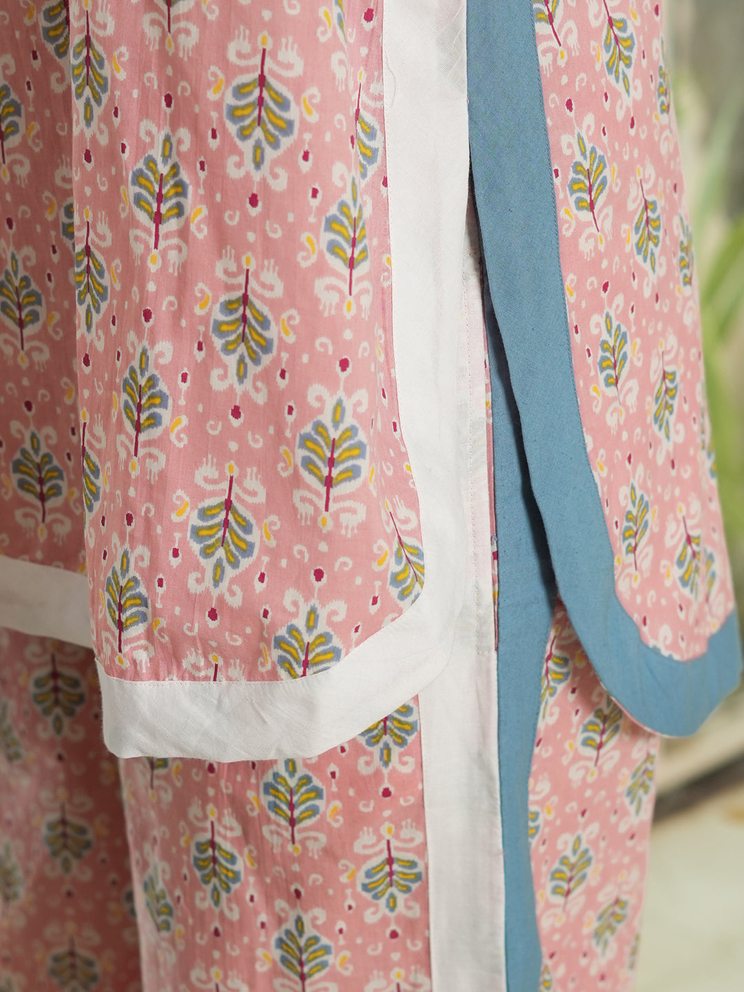 Pink Floral loose fit Printed cotton Night Suit Set