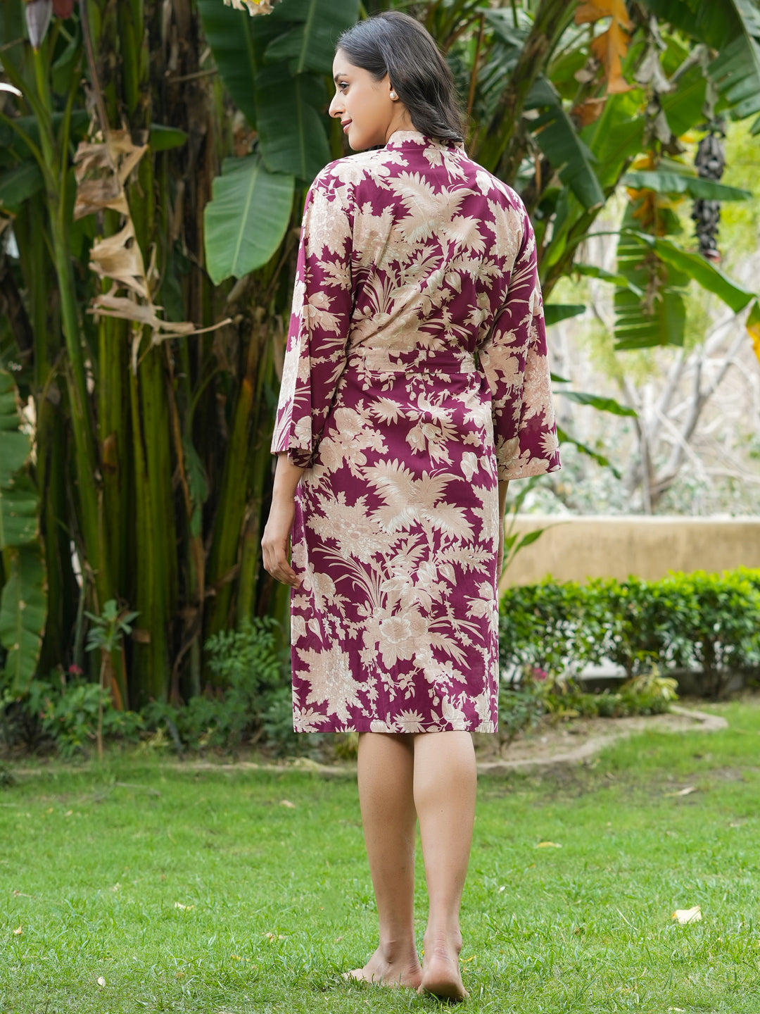 Multi-color Cotton printed kimono robe - SanskrutiHomes