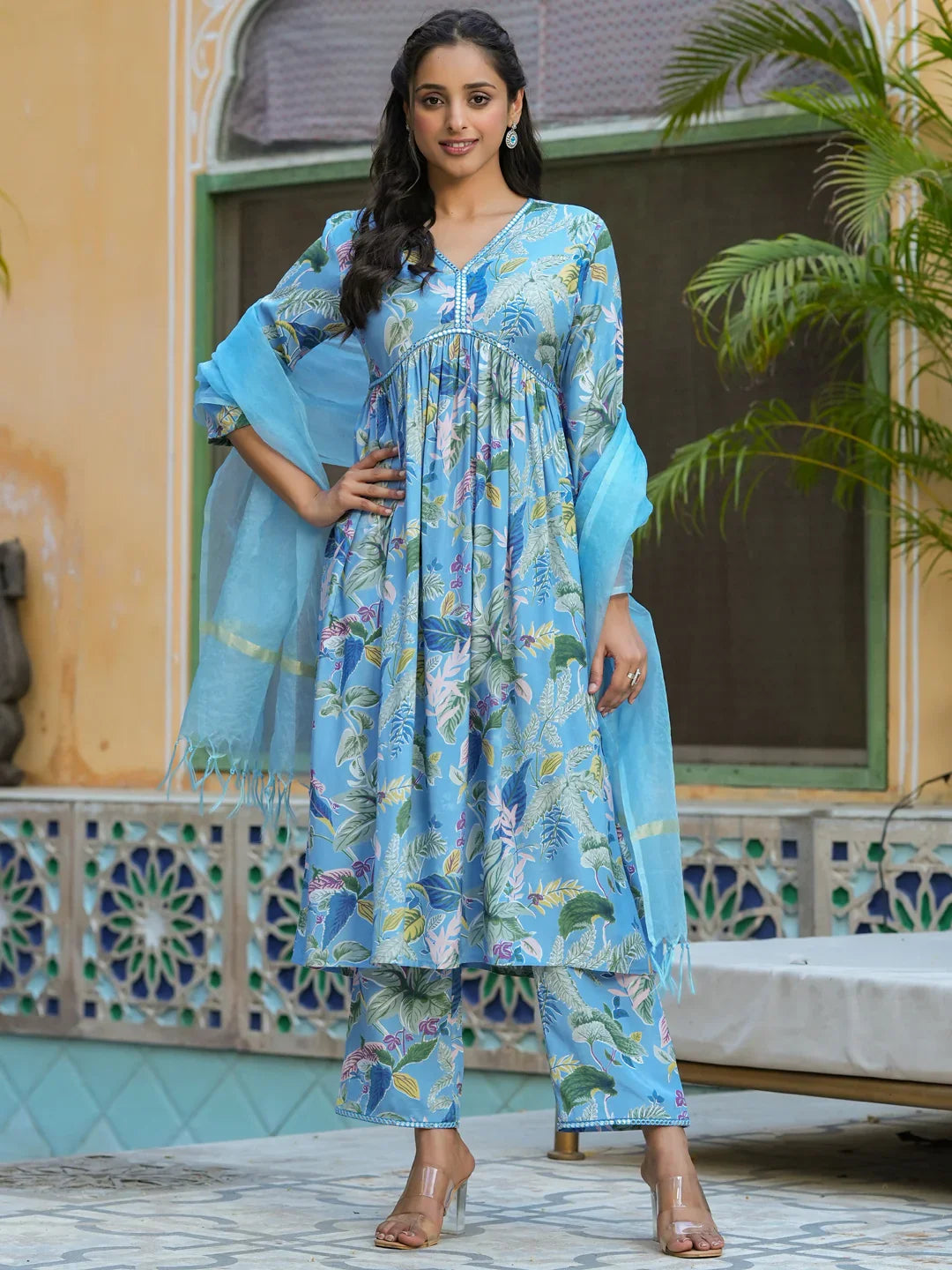 Women Russian silk 3pcs kurta set - SanskrutiHomes