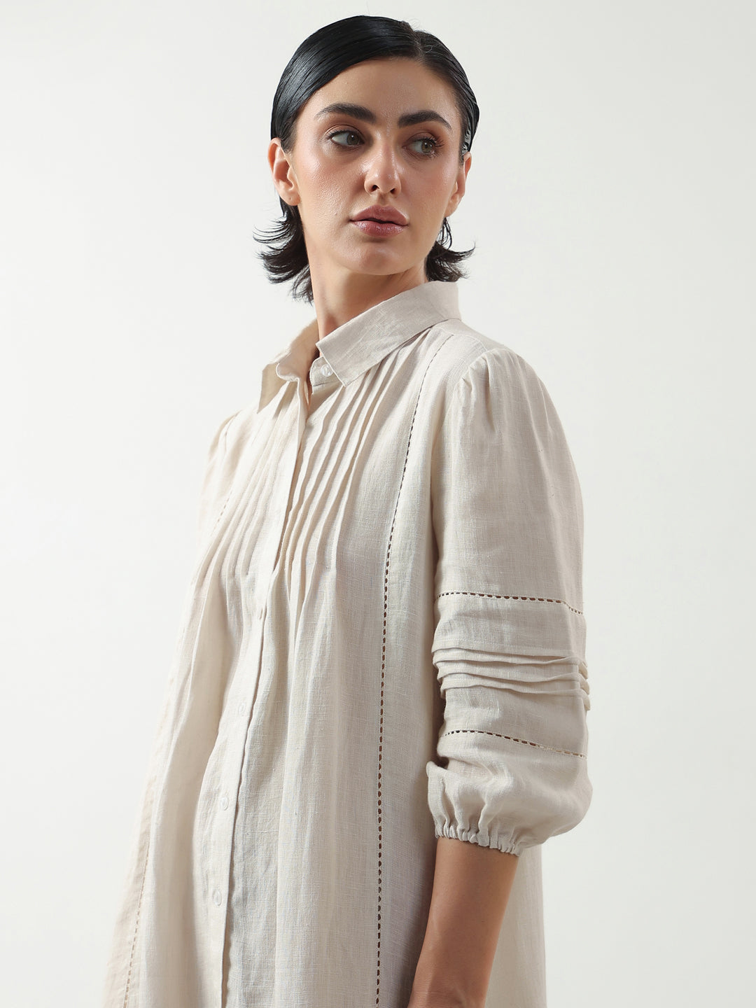 Off White Solid Cotton Dress for Women and Girls
