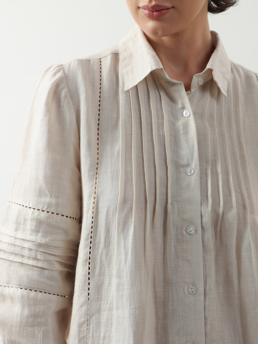 Off White Solid Cotton Dress for Women and Girls