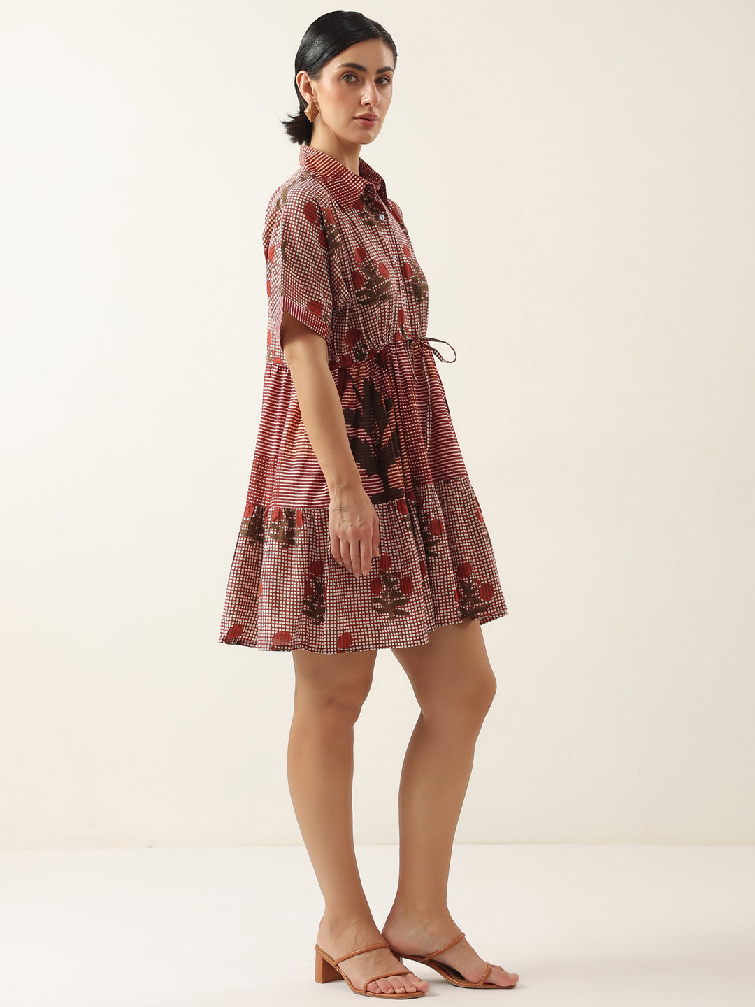 Red Color Floral Printed Dress for Women