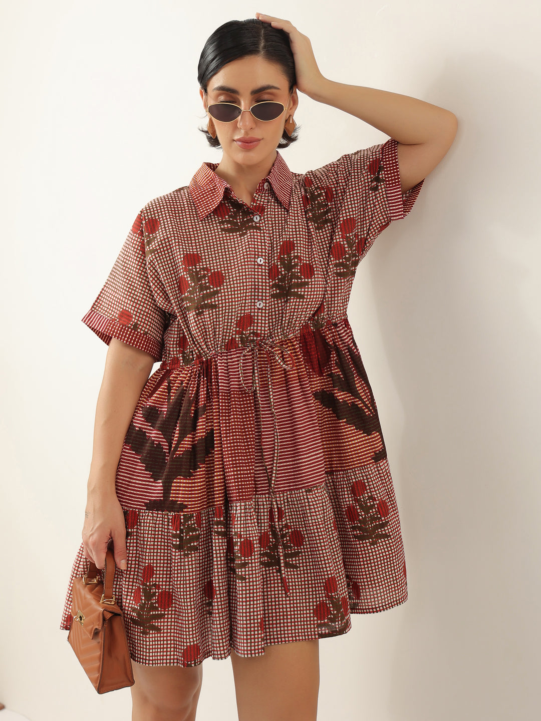 Red Color Floral Printed Dress for Women