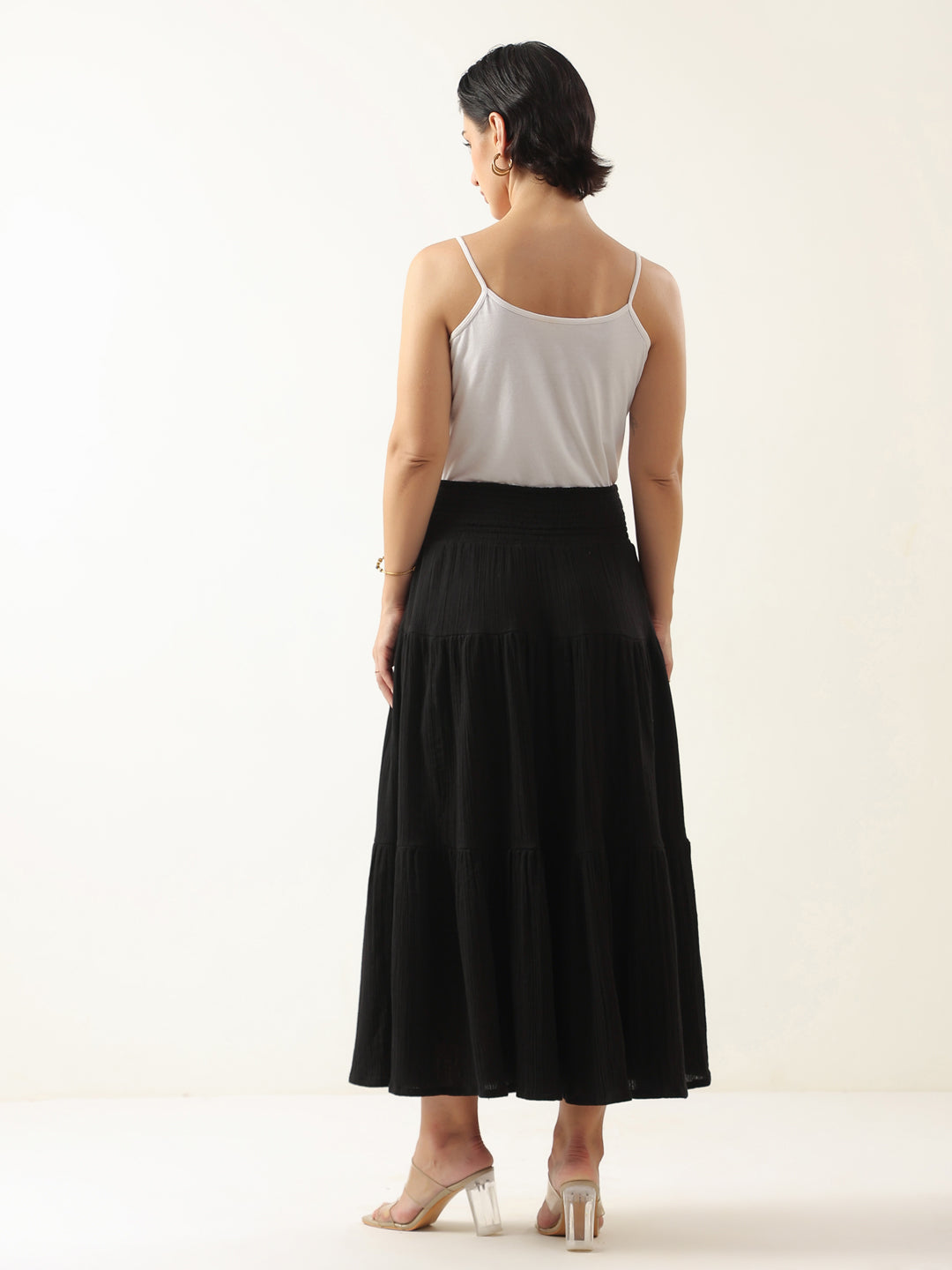 Black Pure Cotton Solid Skirt for Women and Girls