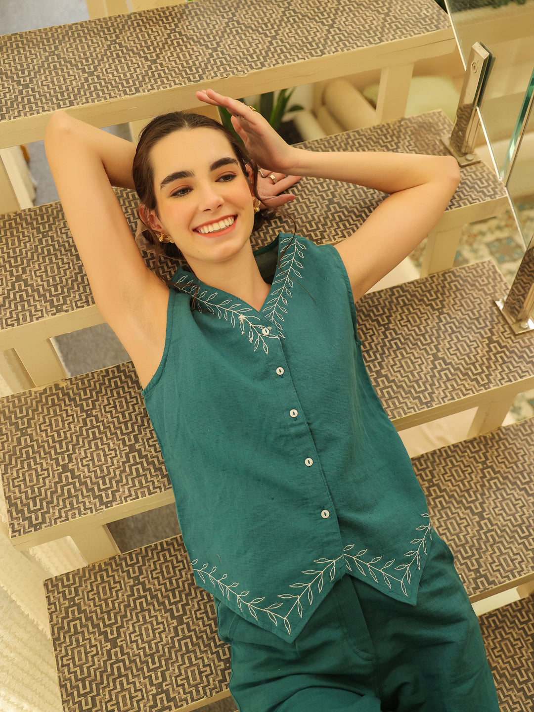 Teal Color Solid Co-ords Set for Women