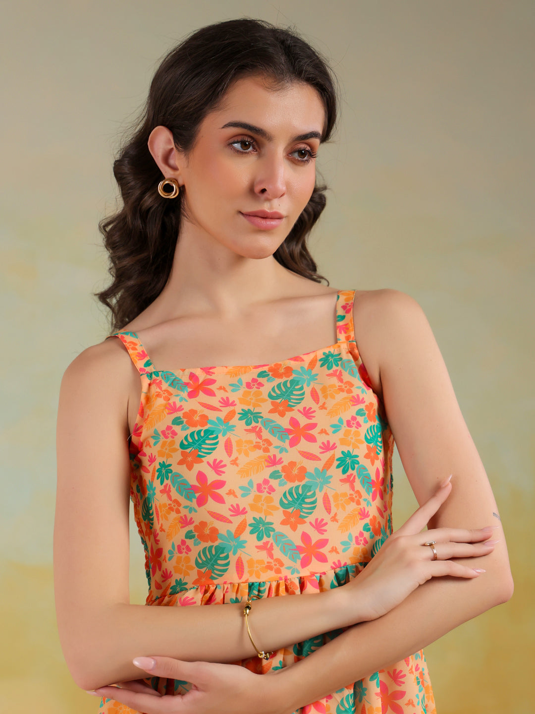 Pink Color Floral Printed Dress For Women
