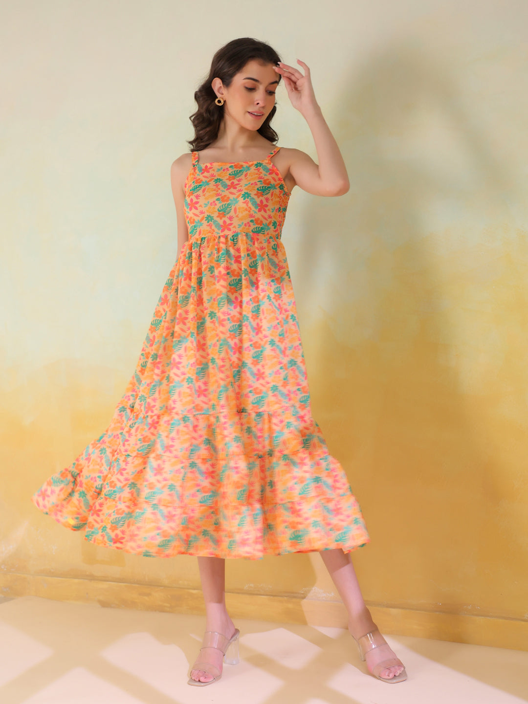 Pink Color Floral Printed dress for women