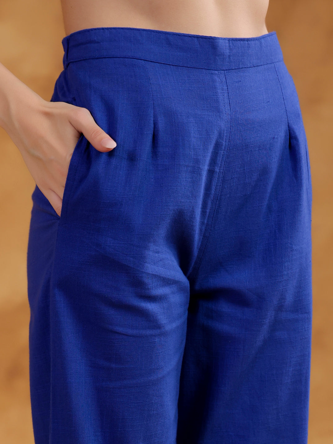 Blue Color V-Neck Solid co-ords set for women - SanskrutiHomes