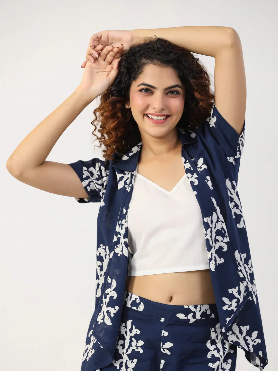 Indigo booti 3 pc Night Suit Set with Pyjama - SanskrutiHomes
