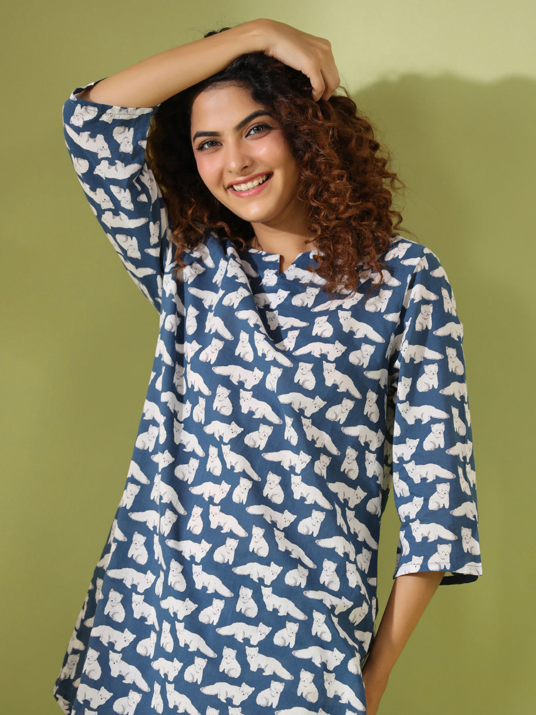 Blue panda print loungewear set