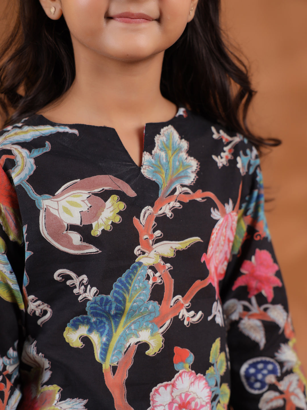 Black Flower Printed Kids Night Suit Set - SanskrutiHomes