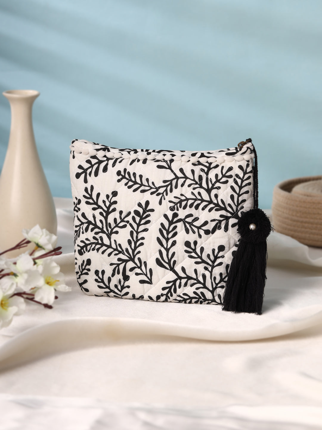 White Cotton Travel Pouch