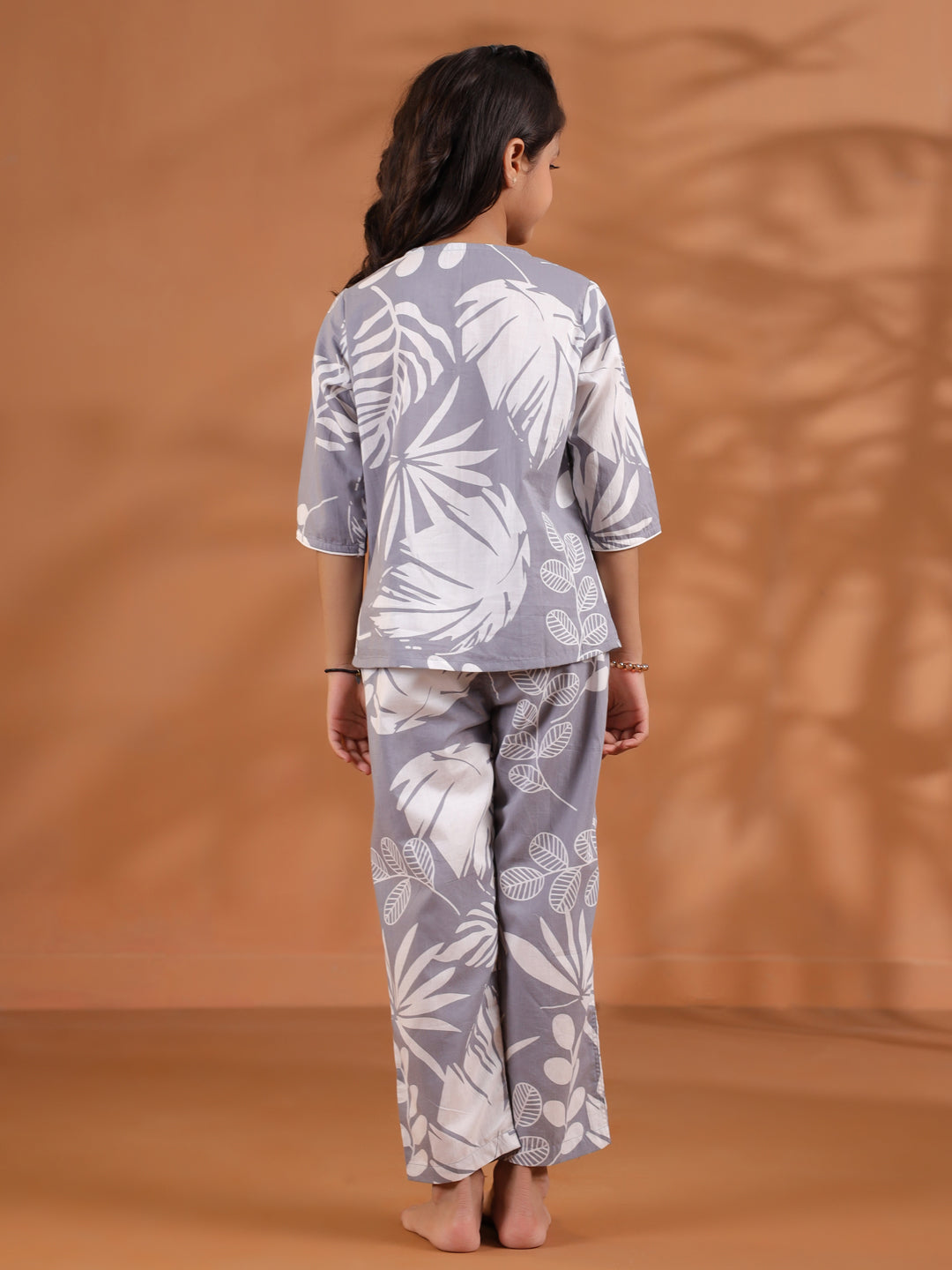 Flower Printed Round Neck Night Suit Set