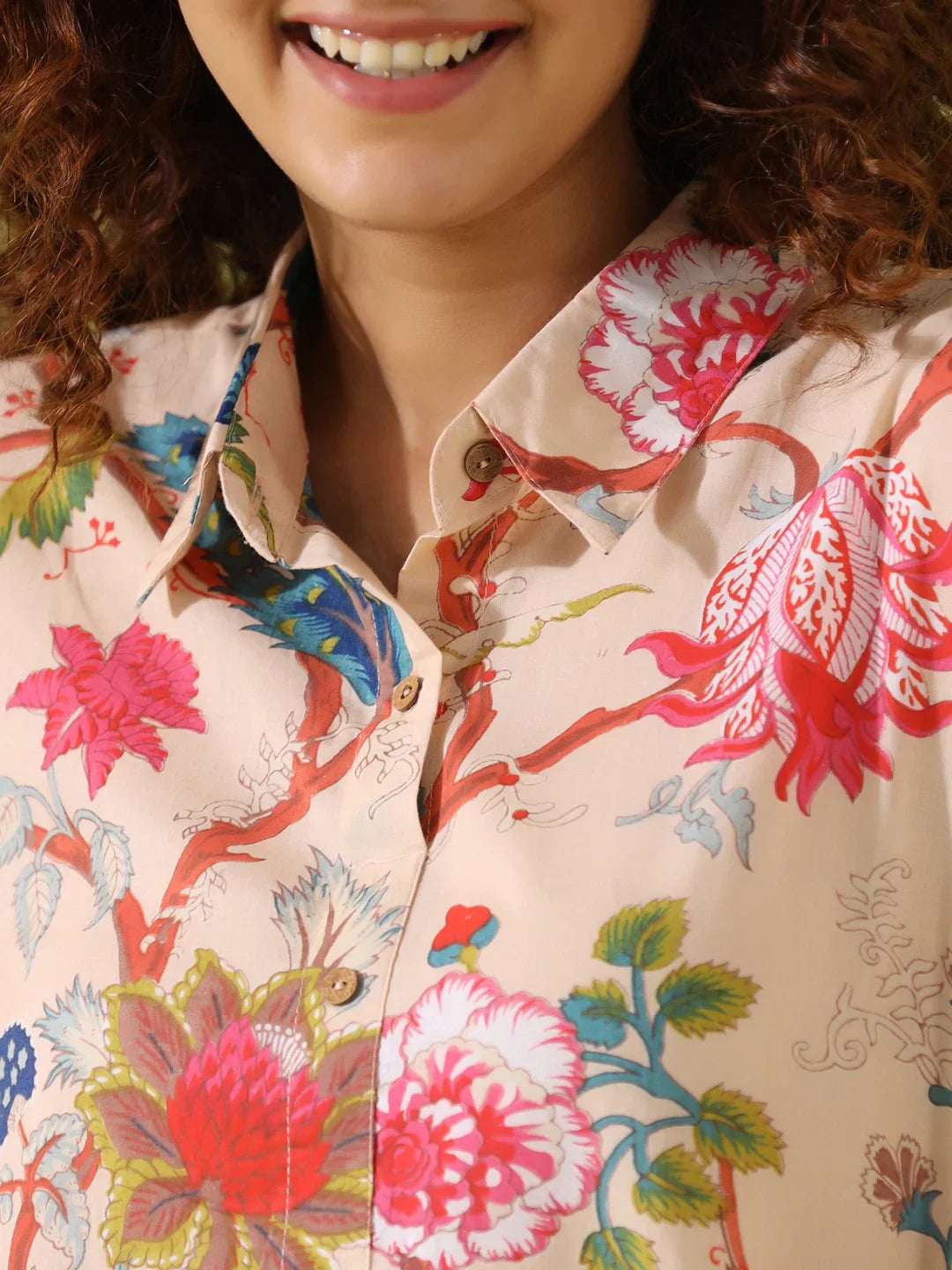 Beige Printed pure cotton co-ord set - SanskrutiHomes